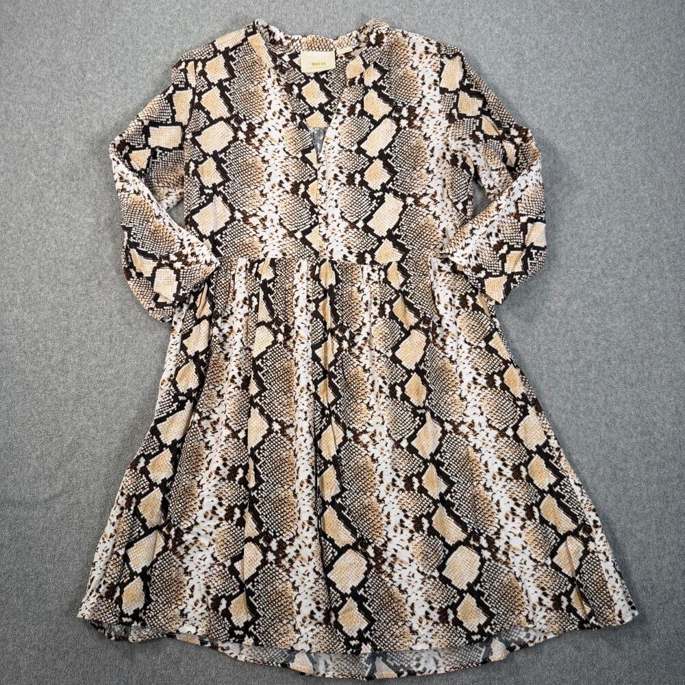 MAEVE Anthropologie Juno Snakeskin Mini Dress Women's Small Brown V-Neck